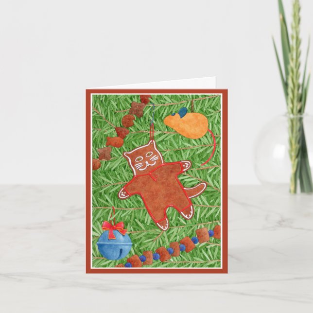 GINGERBREAD KITTY "Meowy Christmas" Notecard 3 (Front)