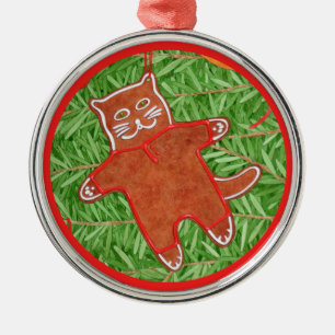 GINGERBREAD KITTY Premium Round Ornament