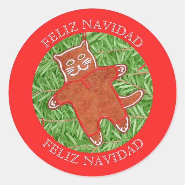 GINGERBREAD KITTY Spanish Small Seals / Red (Front)