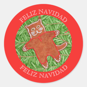 GINGERBREAD KITTY Spanish Small Seals / Red