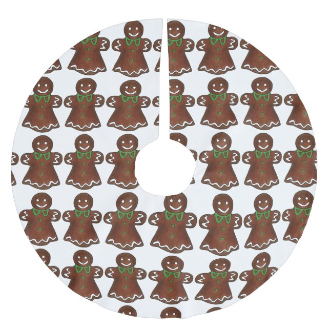 Gingerbread Lady Christmas Cookies Holiday Baking Brushed Polyester Tree Skirt (Front)