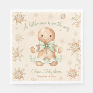 Gingerbread Little Man Christmas Baby Shower Napkin