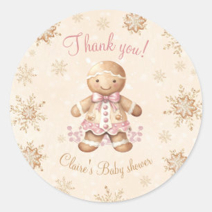 Gingerbread Little Sweetie Christmas Baby Shower Classic Round Sticker