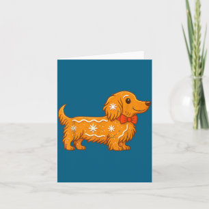 Gingerbread Long Hair Dachshund Christmas Pajama T Card