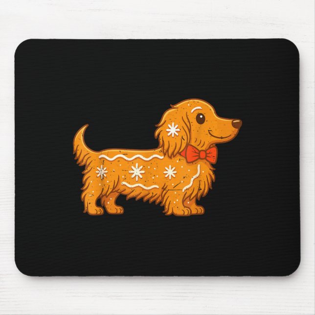 Gingerbread Long Hair Dachshund Christmas Pajama T Mouse Mat (Front)