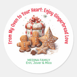 Gingerbread Love Christmas Classic Round Sticker