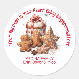 Gingerbread Love Christmas Classic Round Sticker