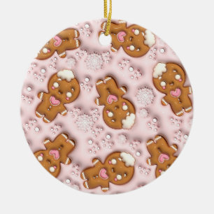  "Gingerbread Love Pattern Ornament" Ceramic Tree Decoration