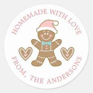 Gingerbread Made With Love Christmas Classic Round Sticker