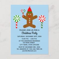 Gingerbread Man #1 Invitation Postcard