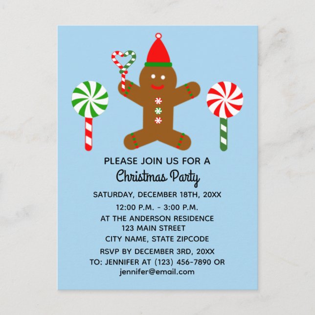 Gingerbread Man #1 Invitation Postcard (Front)