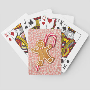 Gingerbread Man and Candy Cane Art  Playing Cards