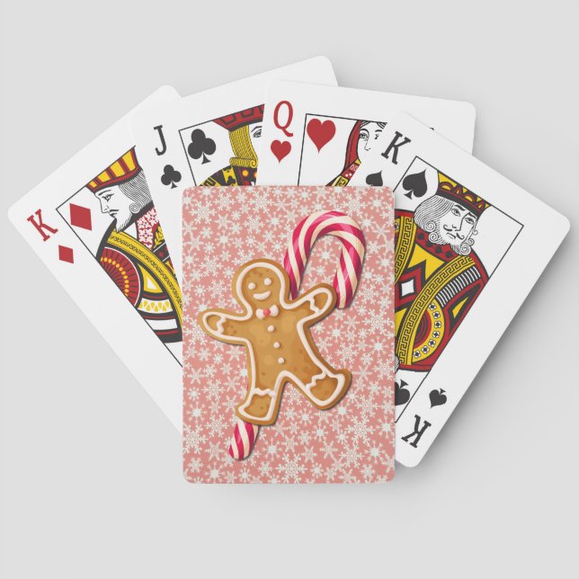 Gingerbread Man and Candy Cane Art  Playing Cards (Back)