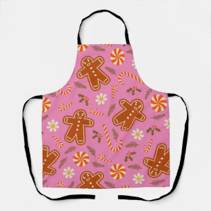 Gingerbread man and candy cane pattern   apron