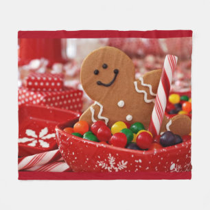 Gingerbread Man and Candy Fleece Blanket