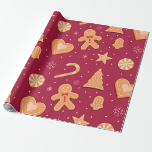 Gingerbread man and Christmas cookies pattern Wrapping Paper