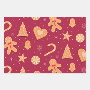 Gingerbread man and Christmas cookies pattern Wrapping Paper Sheet