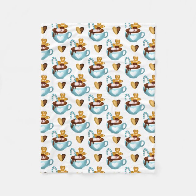 Gingerbread Man and Coffee Love Fleece Blanket (Front)