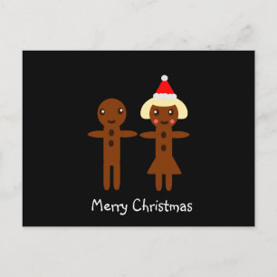 Gingerbread Man and Girl Merry Christmas 2 Holiday Postcard