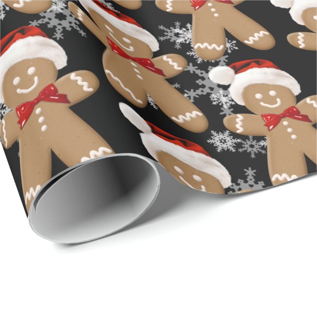 Gingerbread Man And Snowflakes  Wrapping Paper (Roll Corner)