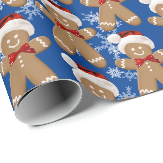 Gingerbread Man And Snowflakes  Wrapping Paper (Roll Corner)