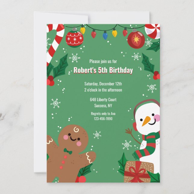 Gingerbread Man and Snowman Invitation (Front)