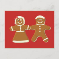 Gingerbread Man and Woman on Red