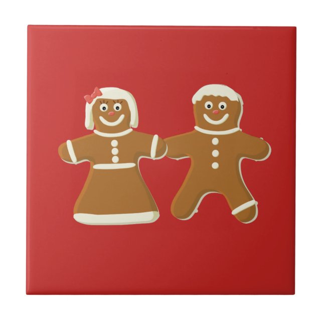 Gingerbread Man and Woman on Red Tile (Front)