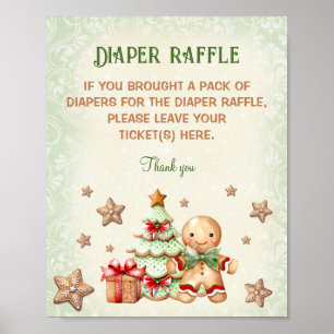 Gingerbread Man Baby Shower Diaper Raffle Sign