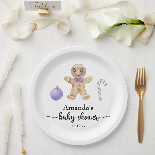 Gingerbread man baby shower paper plate (Wedding)