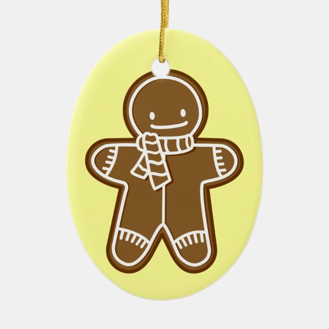 Gingerbread man Bag Ceramic Tree Decoration (Front)