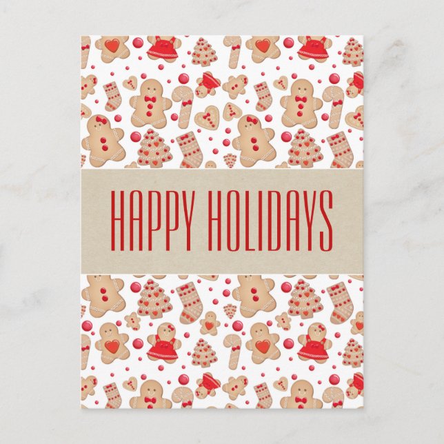 Gingerbread Man Baked Cookies Rustic Save the Date Postcard (Front)