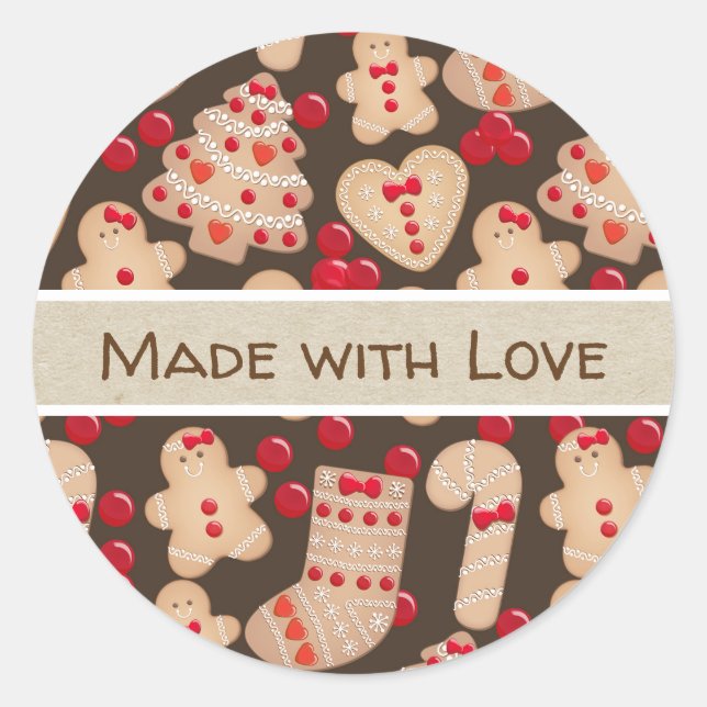 Gingerbread Man Baked Cookies Rustic Whimsical Classic Round Sticker (Front)
