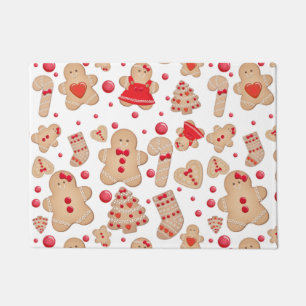 Gingerbread Man Baked Cookies Rustic Whimsical Doormat