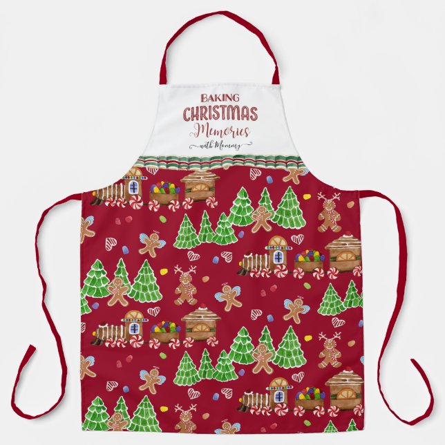 Gingerbread Man Baking Christmas Memories w Mummy Apron (Front)
