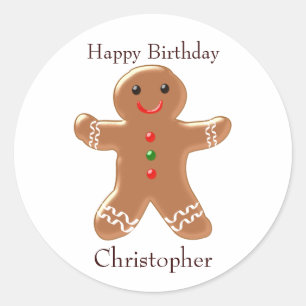 Gingerbread Man Birthday Classic Round Sticker