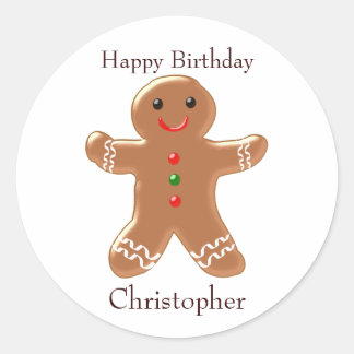 Gingerbread Man Birthday Classic Round Sticker