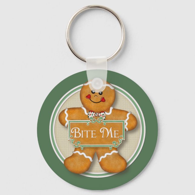 Gingerbread Man - Bite Me Key Ring (Front)