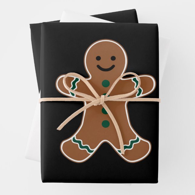 Gingerbread Man Body Costume for Christmas Wrapping Paper Sheet (In situ)