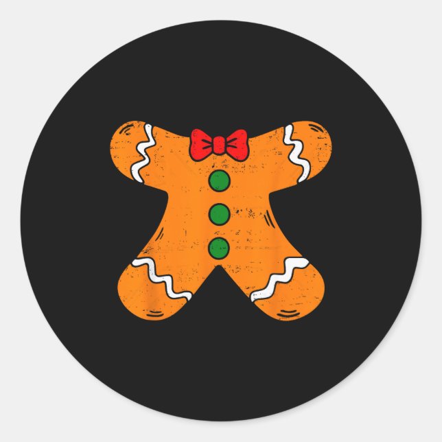 Gingerbread Man Body Costume For Halloween Or Chri Classic Round Sticker (Front)