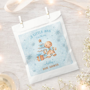 Gingerbread Man Boy Blue Christmas Baby Shower Favour Bags