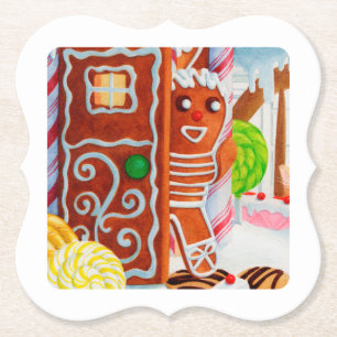 GINGERBREAD MAN Bracket Paper Coasters
