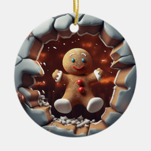 Gingerbread Man Breakout, Christmas Ceramic Tree Decoration