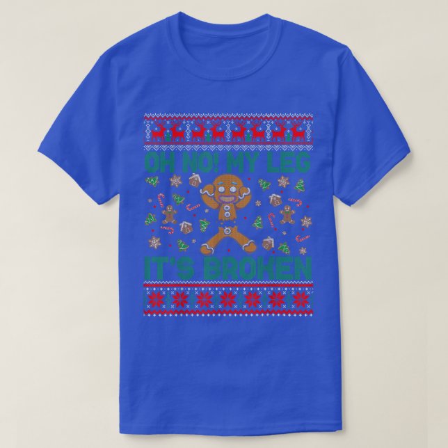 Gingerbread Man Broken Christmas Cookie Baking Tea T-Shirt (Design Front)