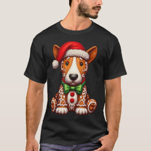 Gingerbread Man Bull Terrier Dog Christmas Womens  T-Shirt