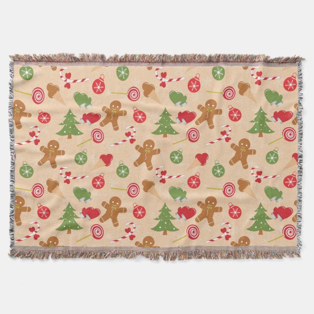 Gingerbread Man, Candy and ice cream Throw Blanket (Front)
