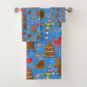 Gingerbread Man,Candy and lollipop Bath Towel Set