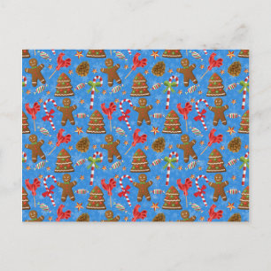Gingerbread Man,Candy and lollipop Postcard