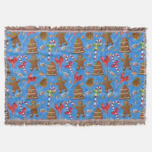 Gingerbread Man,Candy and lollipop Throw Blanket