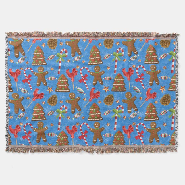 Gingerbread Man,Candy and lollipop Throw Blanket (Front)